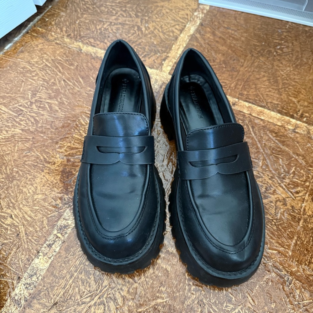 Black Lug Sole Loafers